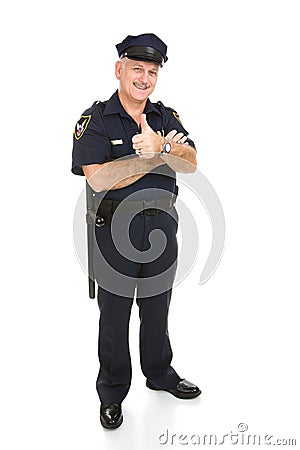 Policeman Full Body Thumbsup Stock Photo