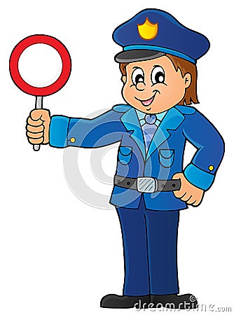 Policeman holds stop sign theme 1 Vector Illustration