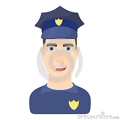 Policeman icon, cartoon style Vector Illustration