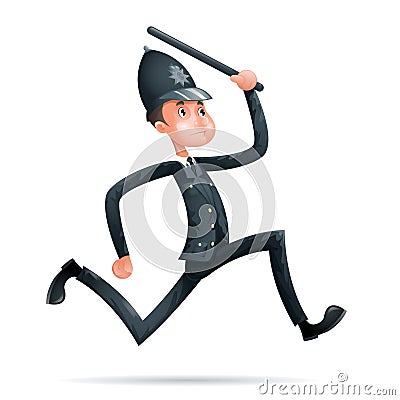 Policeman Run Security Protection Order Law 3d Cartoon Mascot Character Menu Design Vector Illustrator Vector Illustration