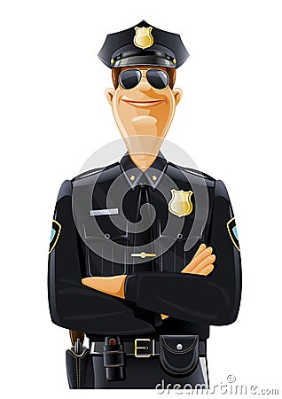 Policeman in uniform and goggles Vector Illustration