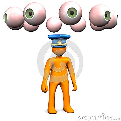 Policeman and video cameras Stock Photo