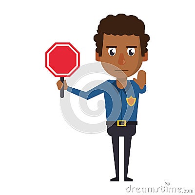 Policeman working avatar cartoon character Vector Illustration