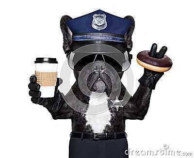 Policemen dog break Stock Photo