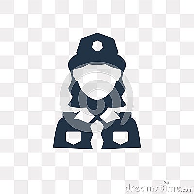 Policewoman vector icon isolated on transparent background, Policewoman transparency concept can be used web and mobile Vector Illustration