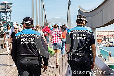 Policia Portuaria / Spanish Port Police Editorial Stock Photo