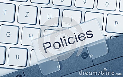 Policies folder on computer keyboard Stock Photo