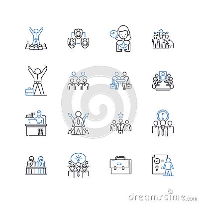Policies line icons collection. Governance, Rules, Regulations, Procedures, Directives, Guidelines, Protocols vector and Vector Illustration