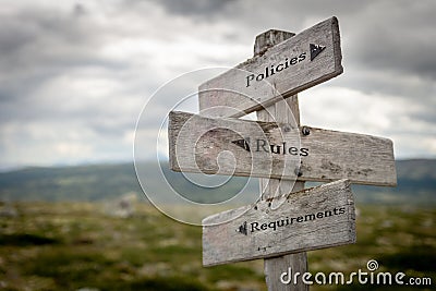 policies, rules and requirements Stock Photo