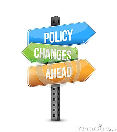 Policy changes ahead multiple destination line street sign Stock Photo