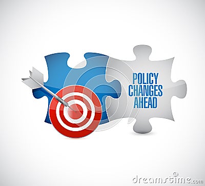 Policy changes ahead target puzzle pieces message Stock Photo