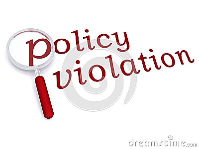 Policy violation with magnifiying glass Stock Photo