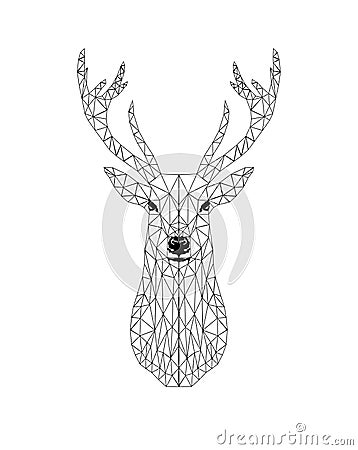 Poligonal black deer head design. Cartoon Illustration