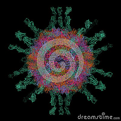 Structure of human poliovirus serotype 1 Stock Photo