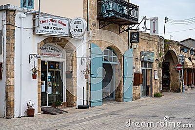 Polis Chrisochous, Cyprus - Typical view over the narrow streets of the village Editorial Stock Photo