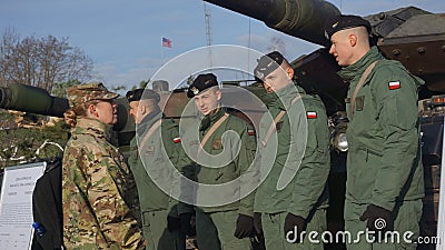 Polish and American soldiers in Zagan Poland Editorial Stock Photo