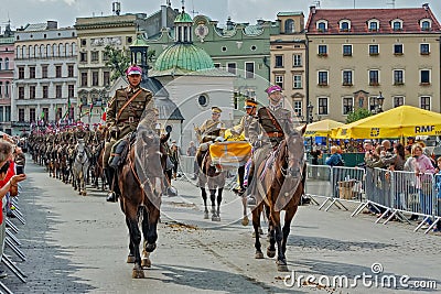Polish Cavalry Celebration, Krakow, Poland. Editorial Stock Photo