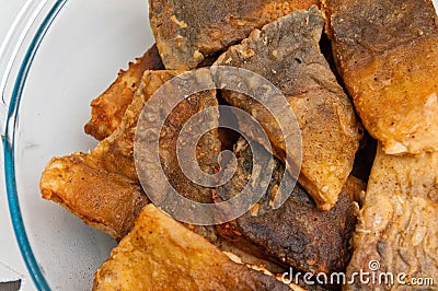Polish Christmas food of fried carp fish Stock Photo