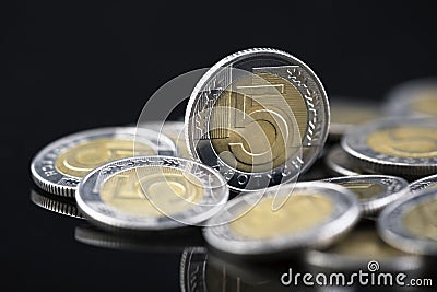 Polish coins macro shot Stock Photo