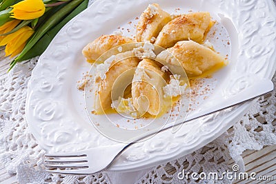 Polish Curd dumplings Stock Photo