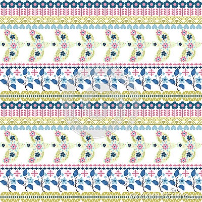 Polish ethnic seamless embroidery pattern with flowers and hearts inspired Stock Photo