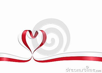 Polish flag heart-shaped ribbon. Vector illustration. Vector Illustration