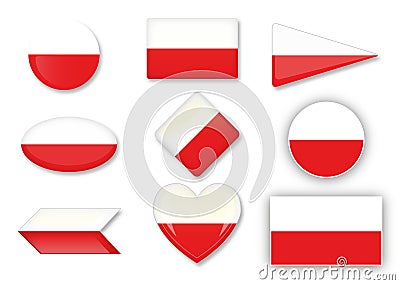 Polish flag set Vector Illustration