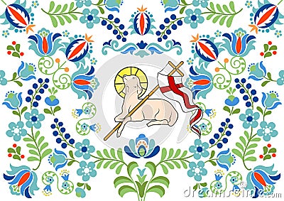 Traditional folk pattern with lamb for Easter Stock Photo