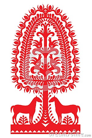 Polish folk art pattern Wycinanki Kurpiowskie - Kurpie Papercuts Vector Illustration