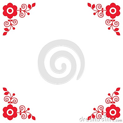 Polish folk art vector mandala design with flowers with frame inspired by traditional highlanders embroidery Lachy Sadeckie - bohe Vector Illustration