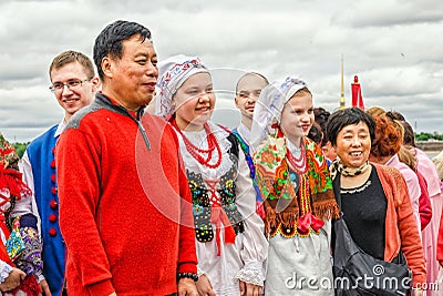 Polish folk dance ensemble GAIK shooting with an occasional tourists. Editorial Stock Photo