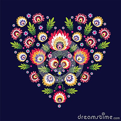 Polish folk heart Vector Illustration