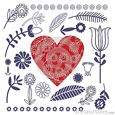 Polish folk heart Vector Illustration