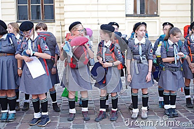 Polish Girl Scouts Editorial Stock Photo