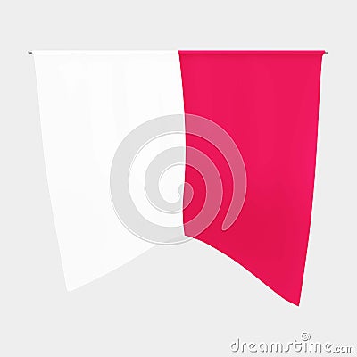 Polish gobelin or pennant. Poland national waving tapestry pennon, tapestrie and flag. Vector Illustration