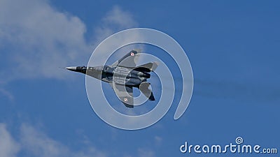 Polish MiG29 fighter jet combat military aircraft of NATO. Copy space Editorial Stock Photo