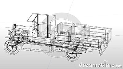 Polish military truck from the period of the Second World War Cartoon Illustration