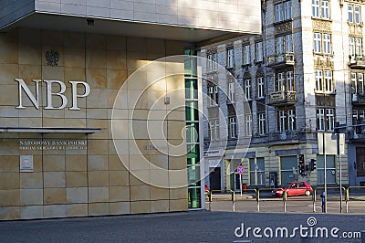 Polish National Bank building in Katowice Editorial Stock Photo