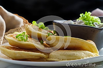 Polish Pierogies Sour Cream Stock Photo