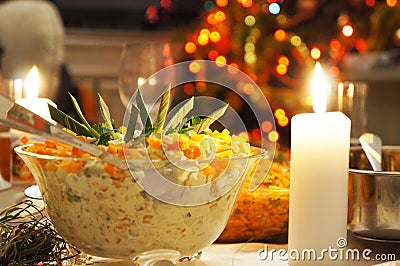 Polish salad in the evening Stock Photo