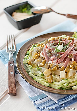 Polish salad with vegetables and capers Stock Photo