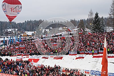 Polish Ski Jumping Fans at Zakopane Editorial Stock Photo