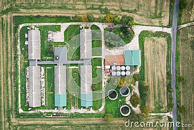 Polish state collective farm building in the field Stock Photo