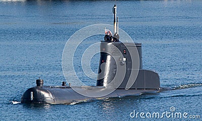 Polish submarine at the port of Gdynia, Poland. Editorial Stock Photo