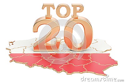 Polish Top 20 concept, 3D rendering Stock Photo