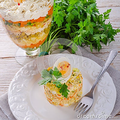 Polish vegetable salad Stock Photo