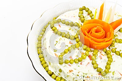 Polish vegetable salads with mayonnaise Stock Photo