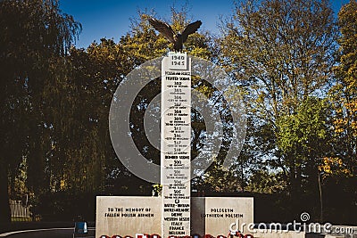 The Polish War Memorial in West London Editorial Stock Photo