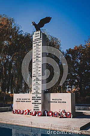 The Polish War Memorial in West London Editorial Stock Photo