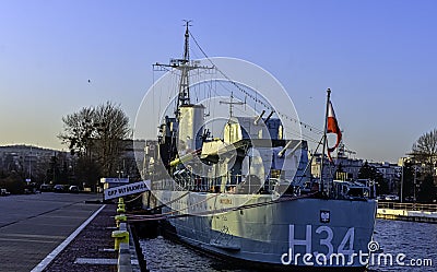 Polish warship - museum ORP Blyskawica - Gdynia, Tricity, Pomerania, Poland Editorial Stock Photo